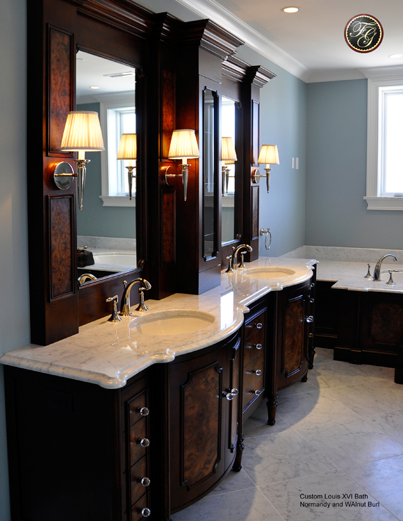 Custom Loius XVI Bath in Walnut Burl